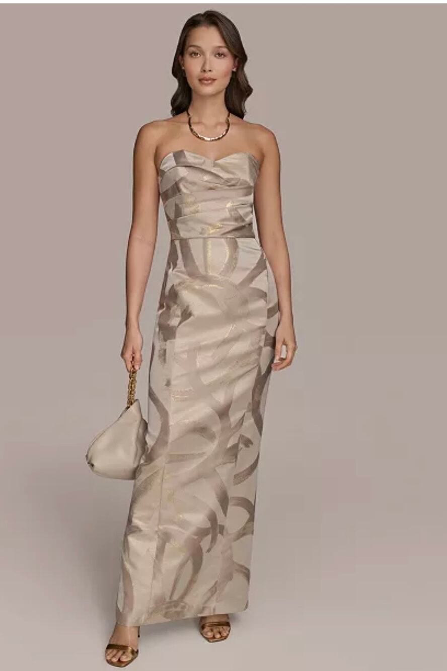 Stunning Donna Karan New York Sweetheart Jacquard Gown - Size 8, NWT